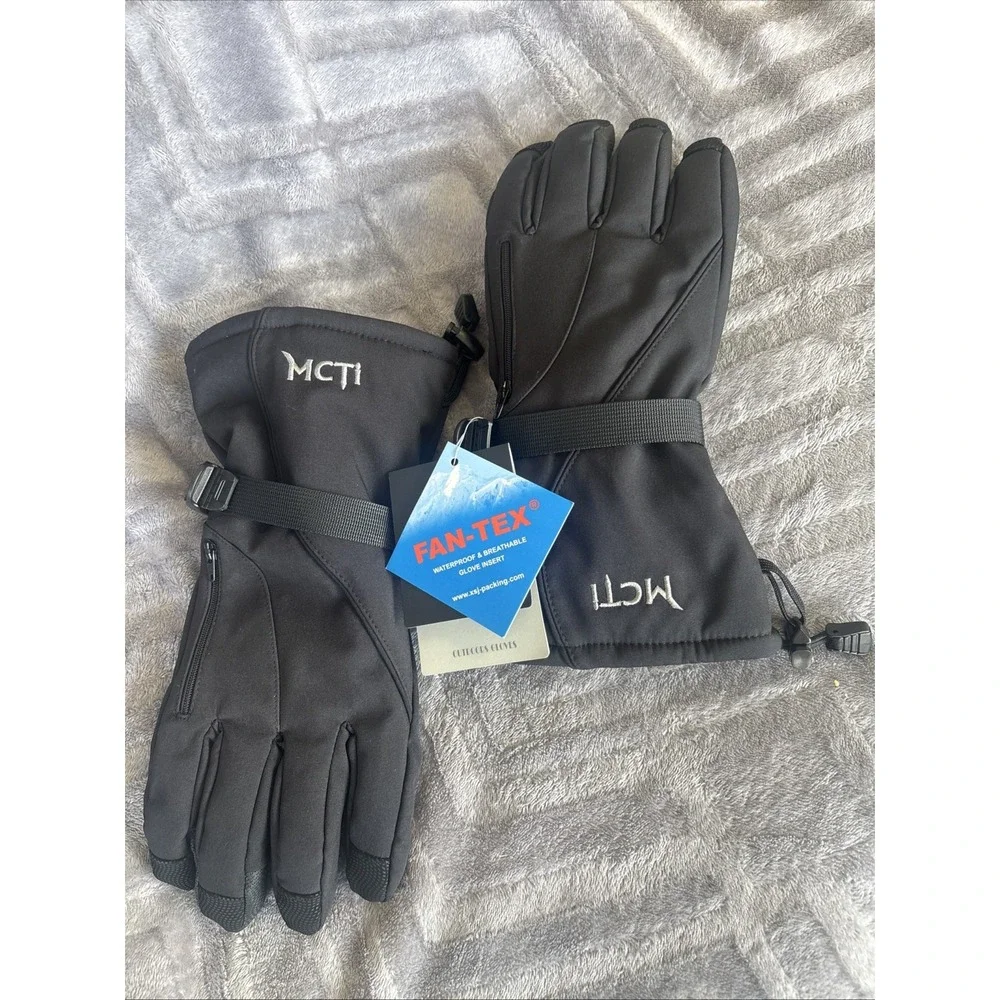 MCTI BLACK OUTDOOR SKI WATERPROOF GLOVES SIZE LARGE NEW